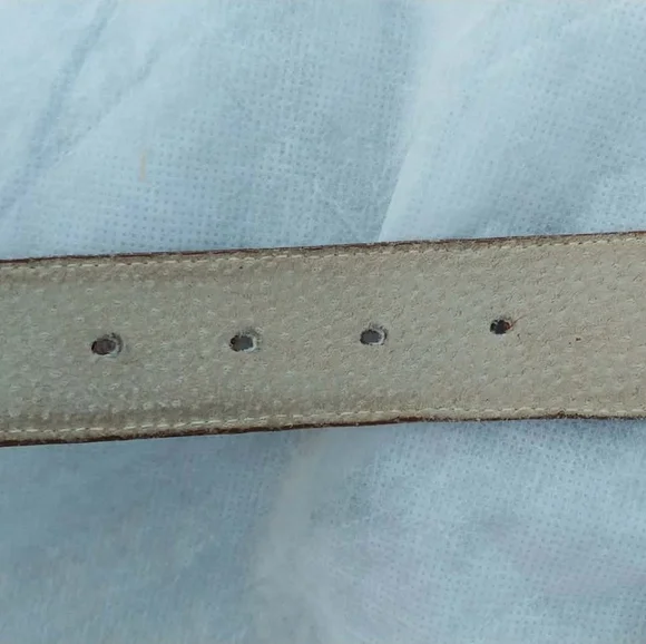 Vintage Christian Dior Women's Gold + Tan Pebbled Leather Belt Size S Small #607 - Picture 4 of 7